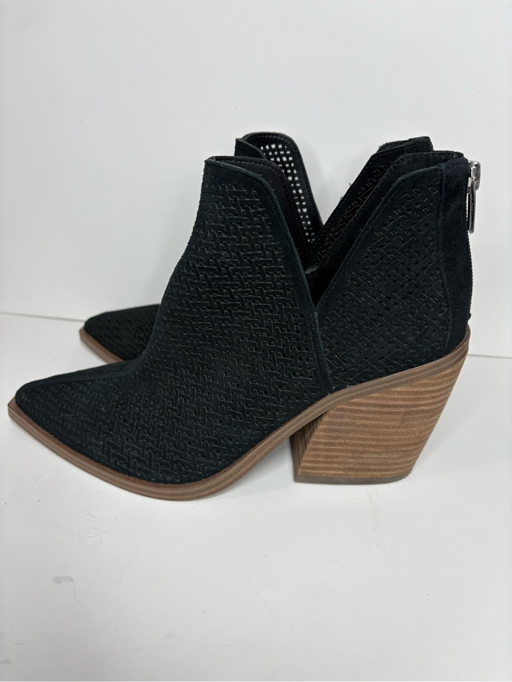 Vince Camuto Black Textured Pointed Ankle Booties